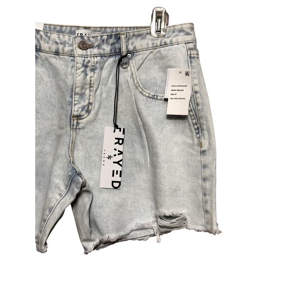 Frayed Denim Cut-Off Shorts High Rise Fit Midi Length Durable Light Blue 29 NWT - Picture 4 of 10